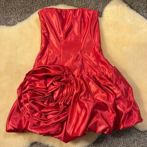 Jessica McClintock for Gunne Sax red rosette corset dress vintage